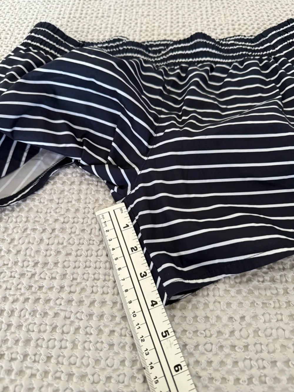 Athleta Navy and White Striped Athletic Shorts Size L